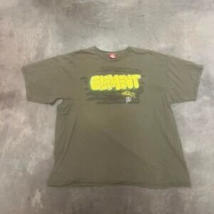 Vintage Y2K USA made element men's green skate‎ T-shirt grunge boxy fade